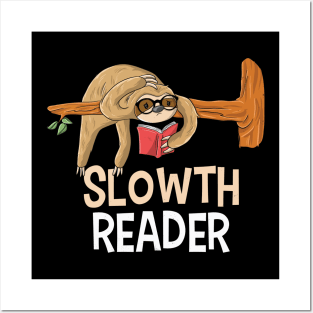 Cute Funny Sloth Reading Book Reader Girls Boys Teens Gift Posters and Art